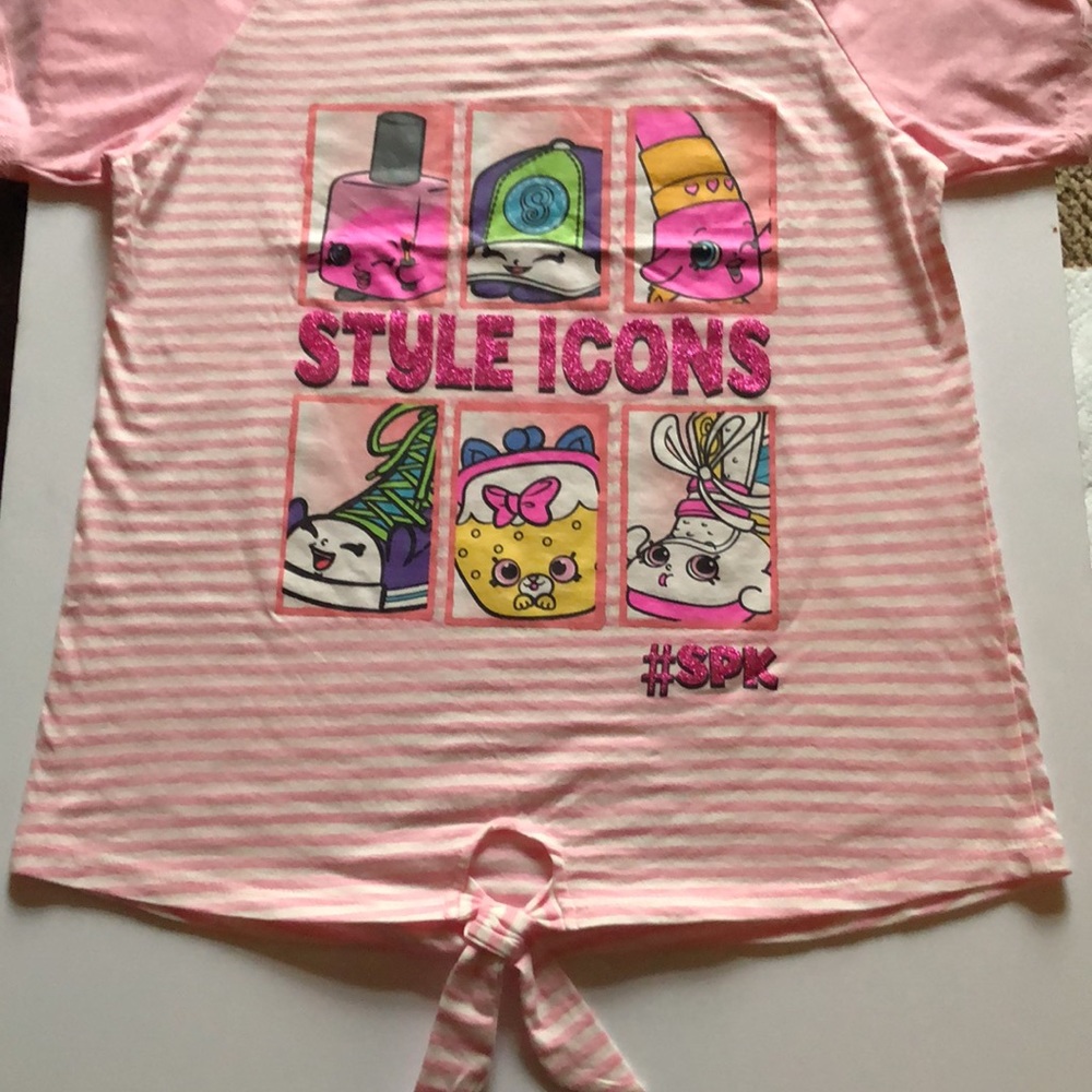 T-shirt girls new size XL 14-16 new 66% cotton 34% polyester tie front Shopkins - Picture 3 of 6